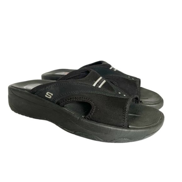 👠BOGO FREE👠Skechers Tone-Ups Sandals Slides Size 9 Black - Picture 1 of 11